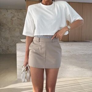 Beige High-Waisted Skort